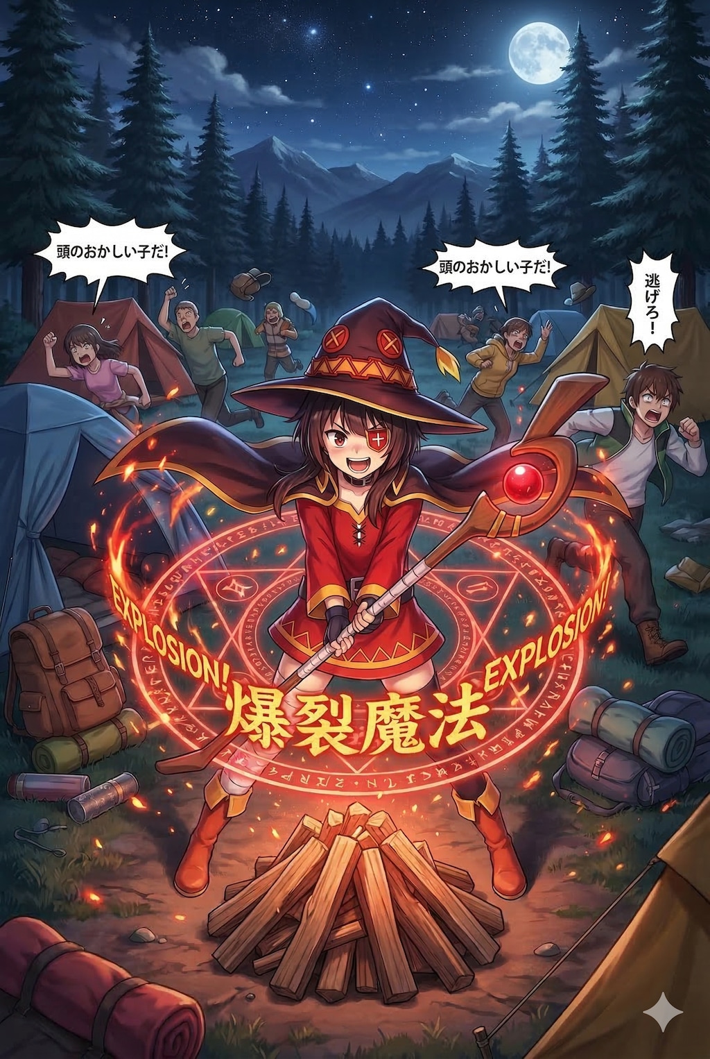 キャンプファイヤーに火をつけるようです😅