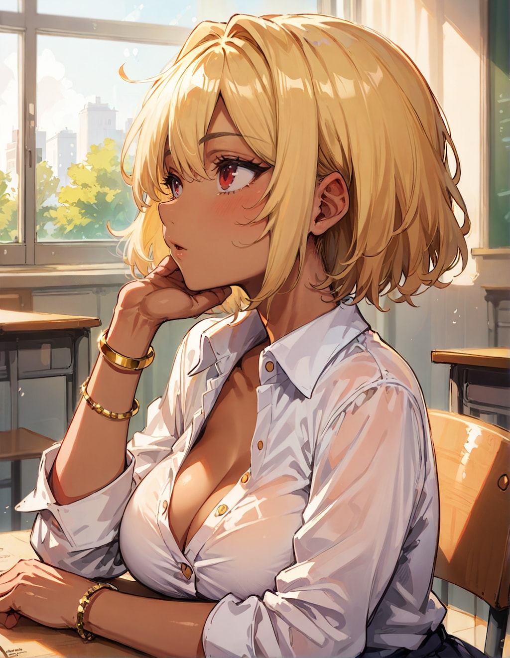 隣の席の短髪ギャルちゃん(授業中の様子)