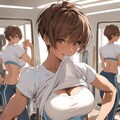 体の仕上がり具合をチェックする日焼け彼女 2枚目