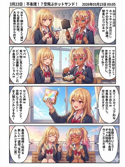 3月23日は「世界気象の日」「ホットサンドを楽しむ日」 | の人気AIイラスト・グラビア