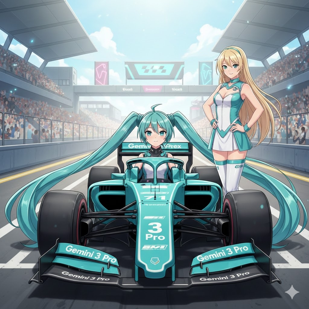 ミクカラーのF1マシン | の人気AIイラスト・グラビア