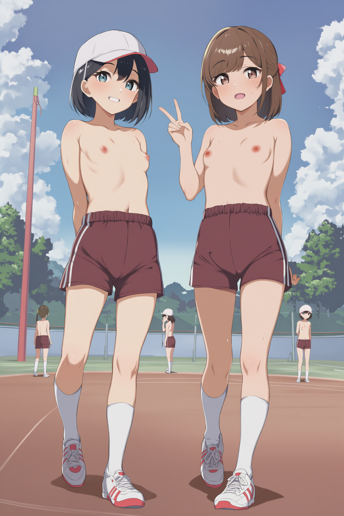 上半身裸＋体操着の短パン