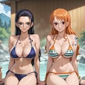 温泉を楽しむナミとロビン 5枚目