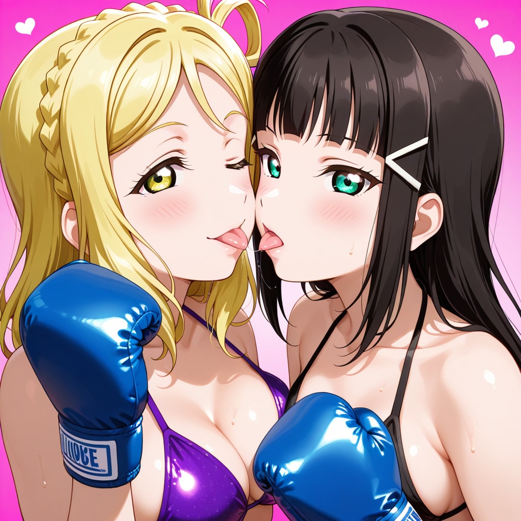 Aqoursレズキス第一弾。小原鞠莉と黒澤ダイヤだぞの巻