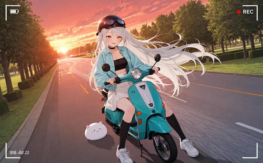 ヤマハに乗る山葉さんwith本田可憐さん