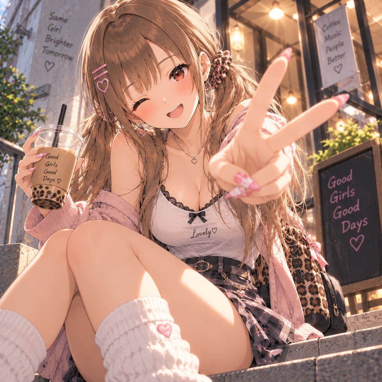 優しいギャルのはっぴーピース | の人気AIイラスト・グラビア