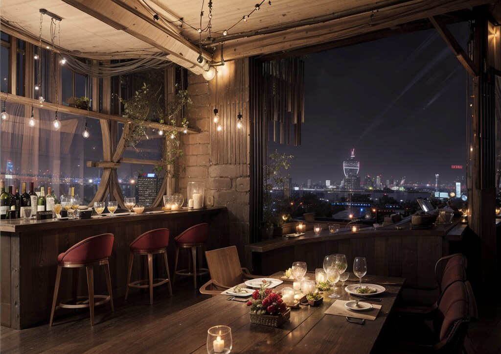 夜景を見ながら