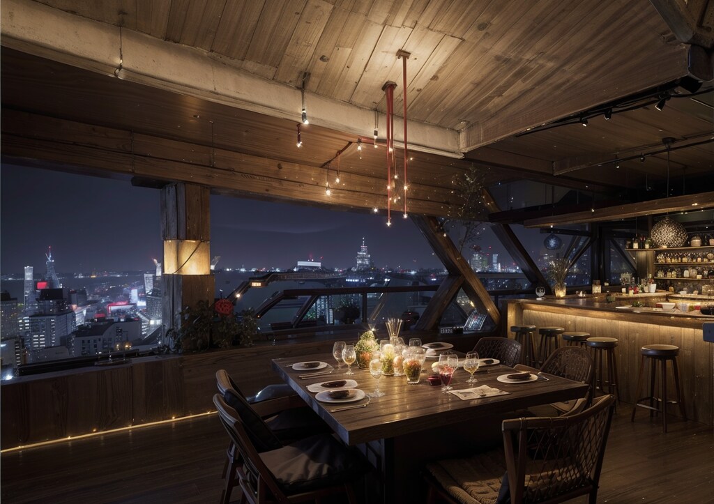 夜景を見ながら