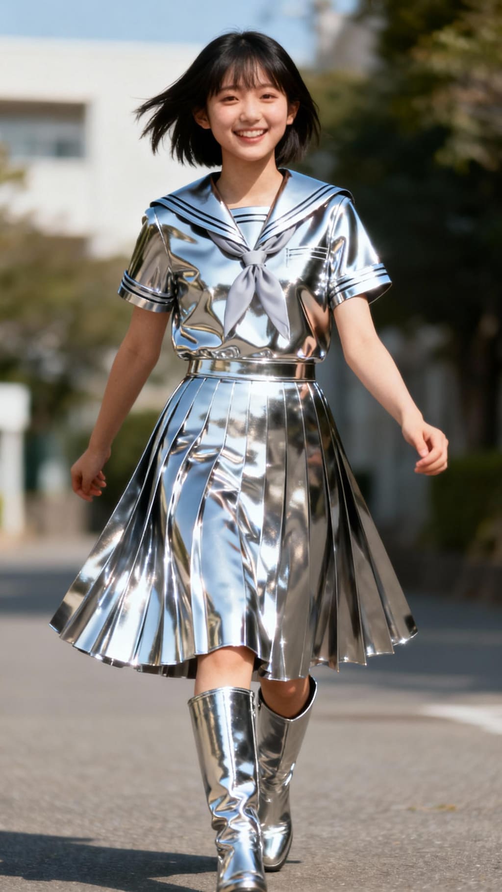 鏡面仕上げのセーラー服JK