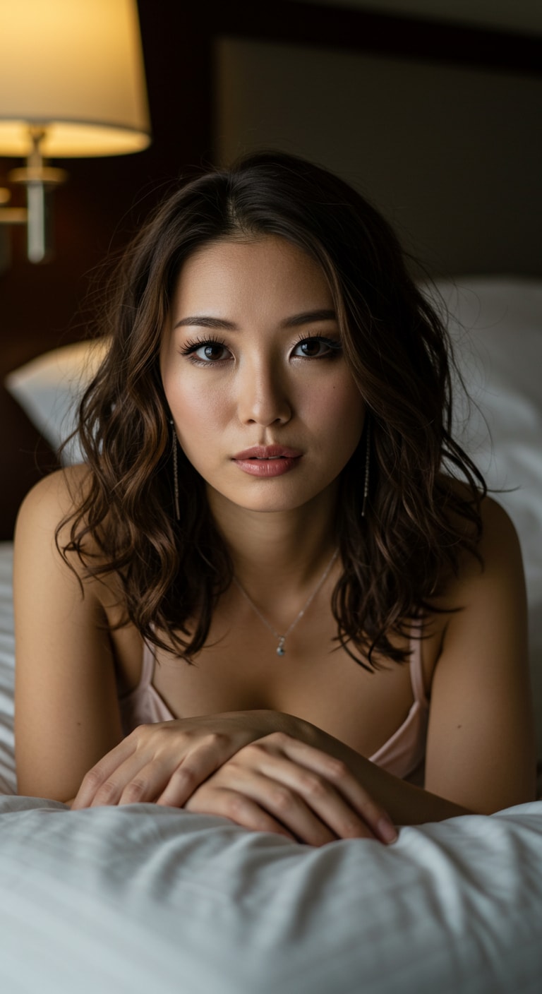 寝室で