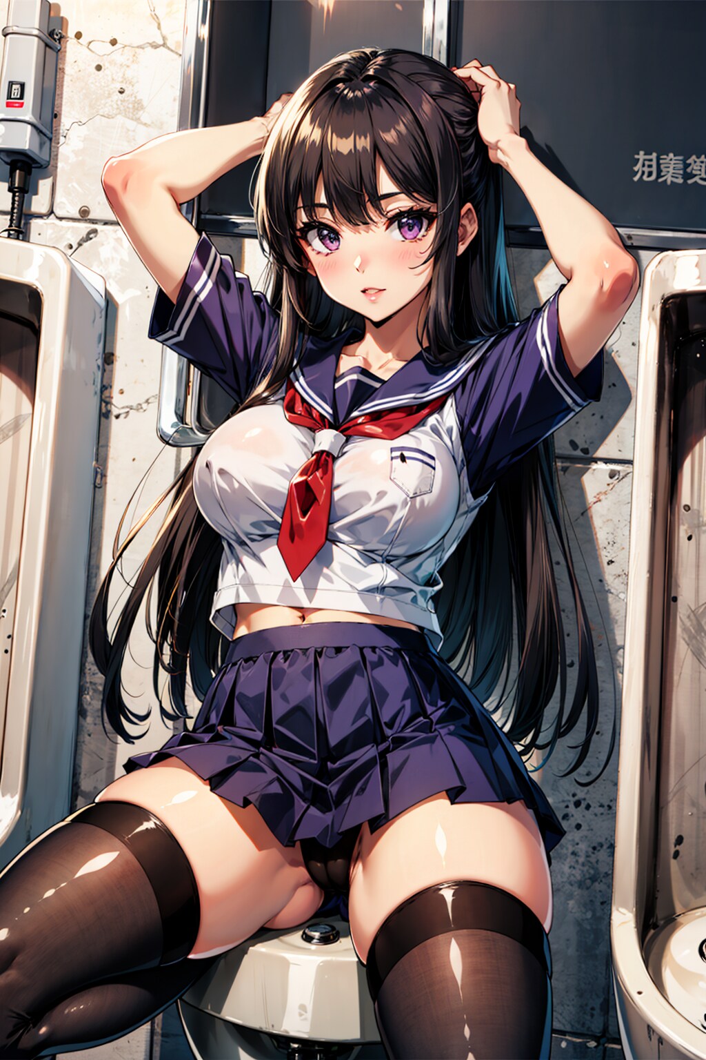 男子トイレと黒髪JKちゃん