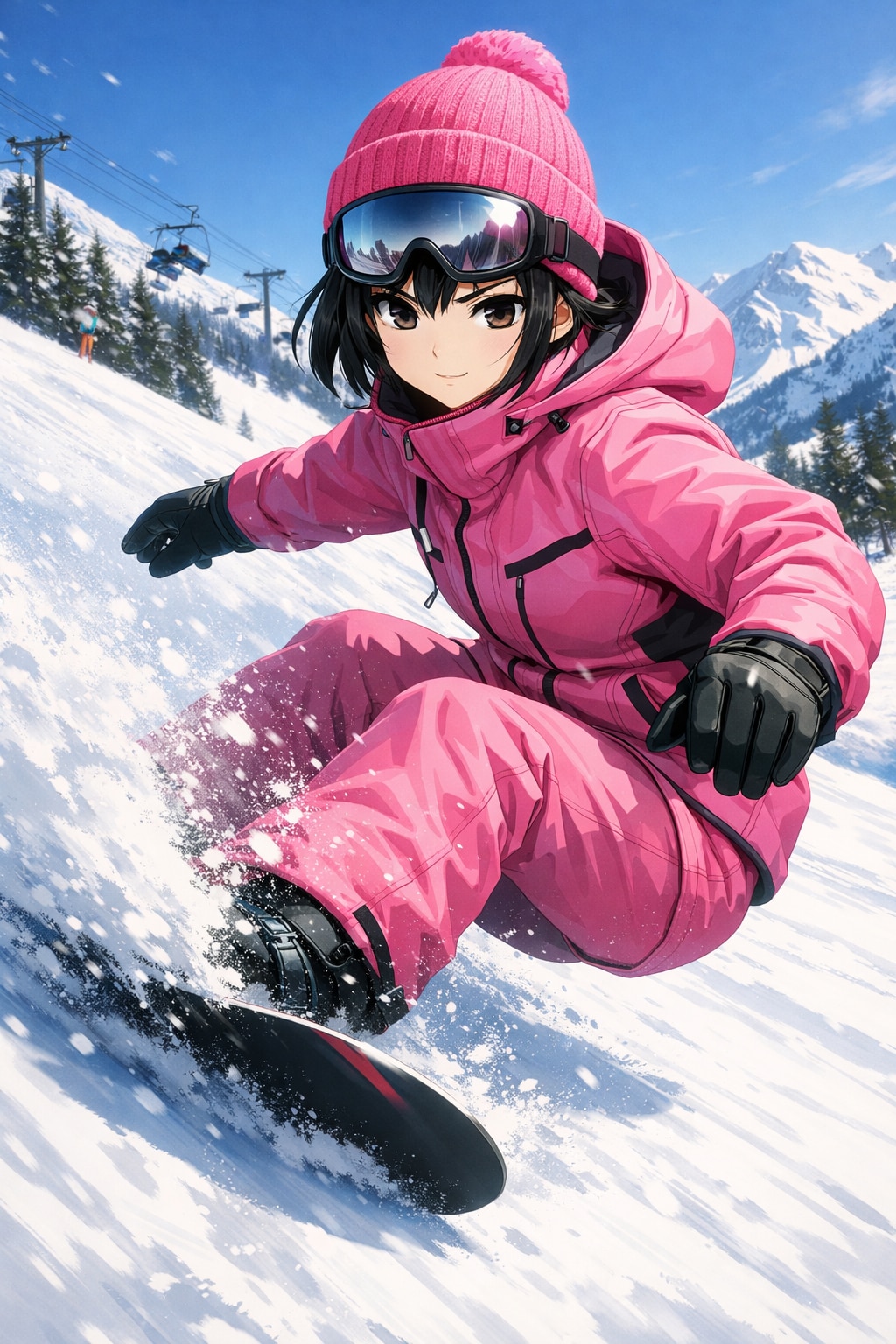 スノーボードを楽しむ女の子