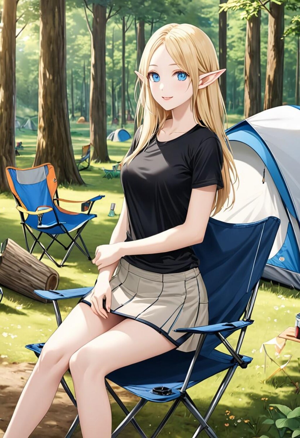 金髪エルフさんとのキャンプデート
