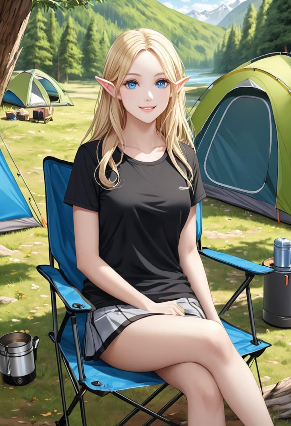 金髪エルフさんとのキャンプデート