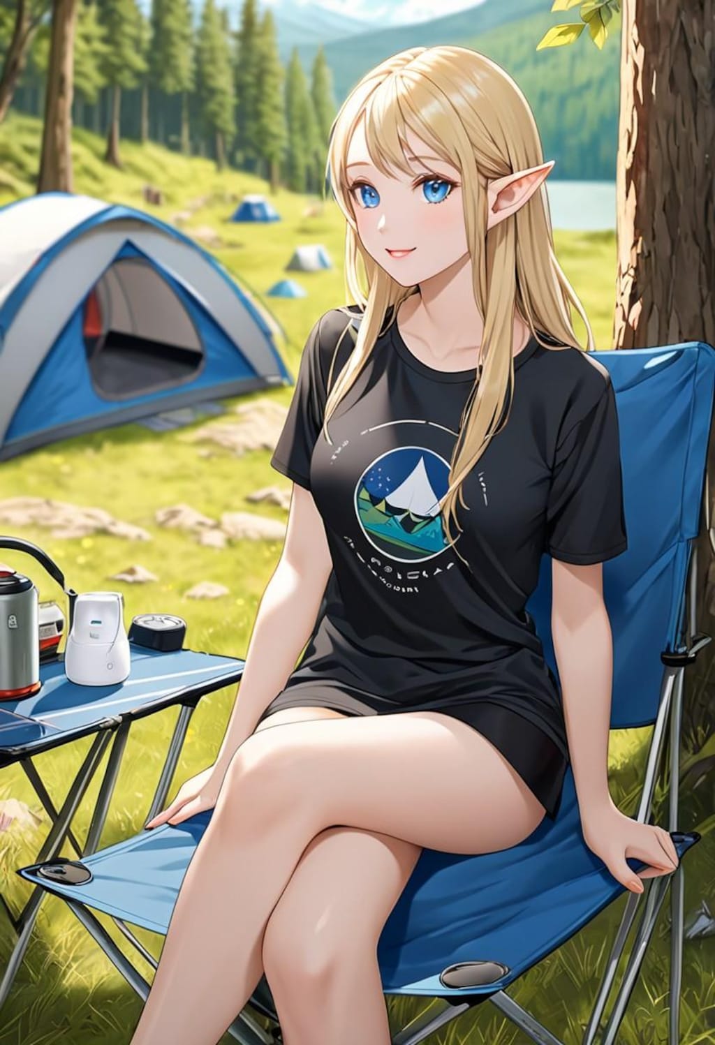 金髪エルフさんとのキャンプデート