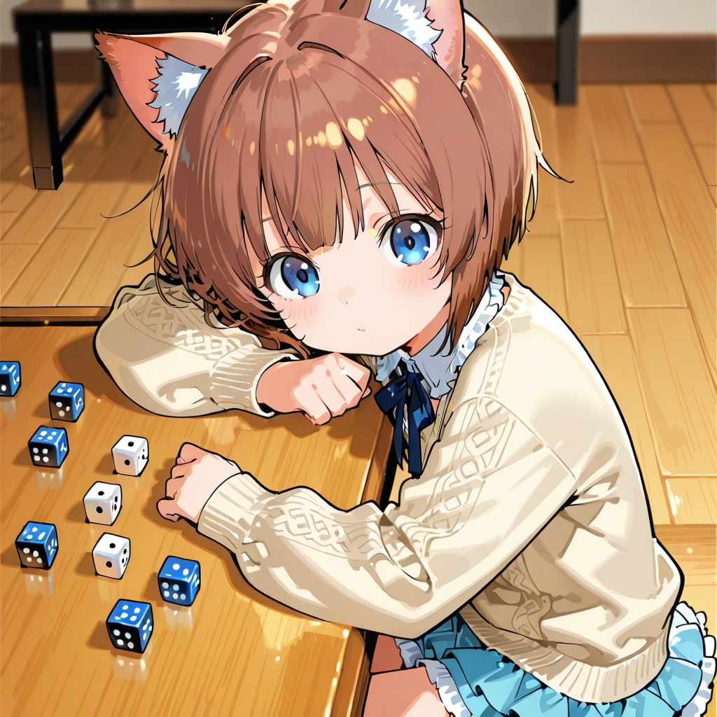 サイコロで遊ぶケモ耳少女