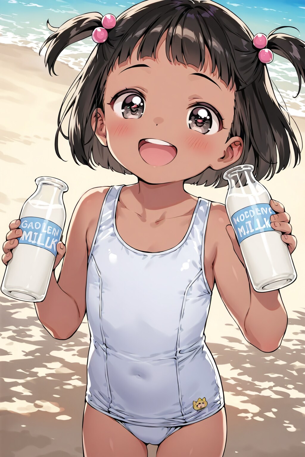 夏のミルク飲み園児ちゃん