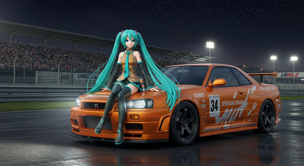 初音ミクとR34GT-R