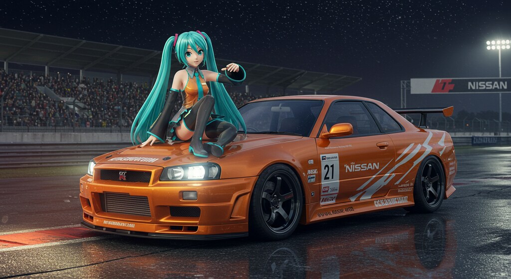 初音ミクとR34GT-R