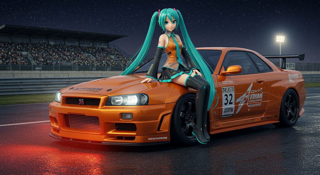 初音ミクとR34GT-R