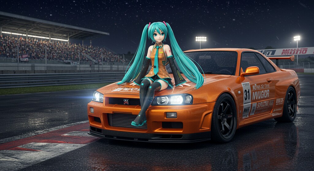 初音ミクとR34GT-R