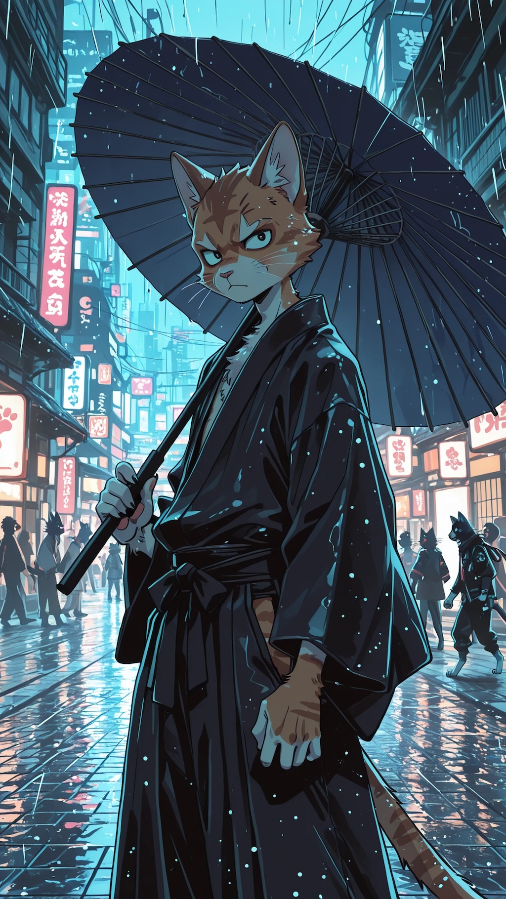 サイバーシティの猫侍