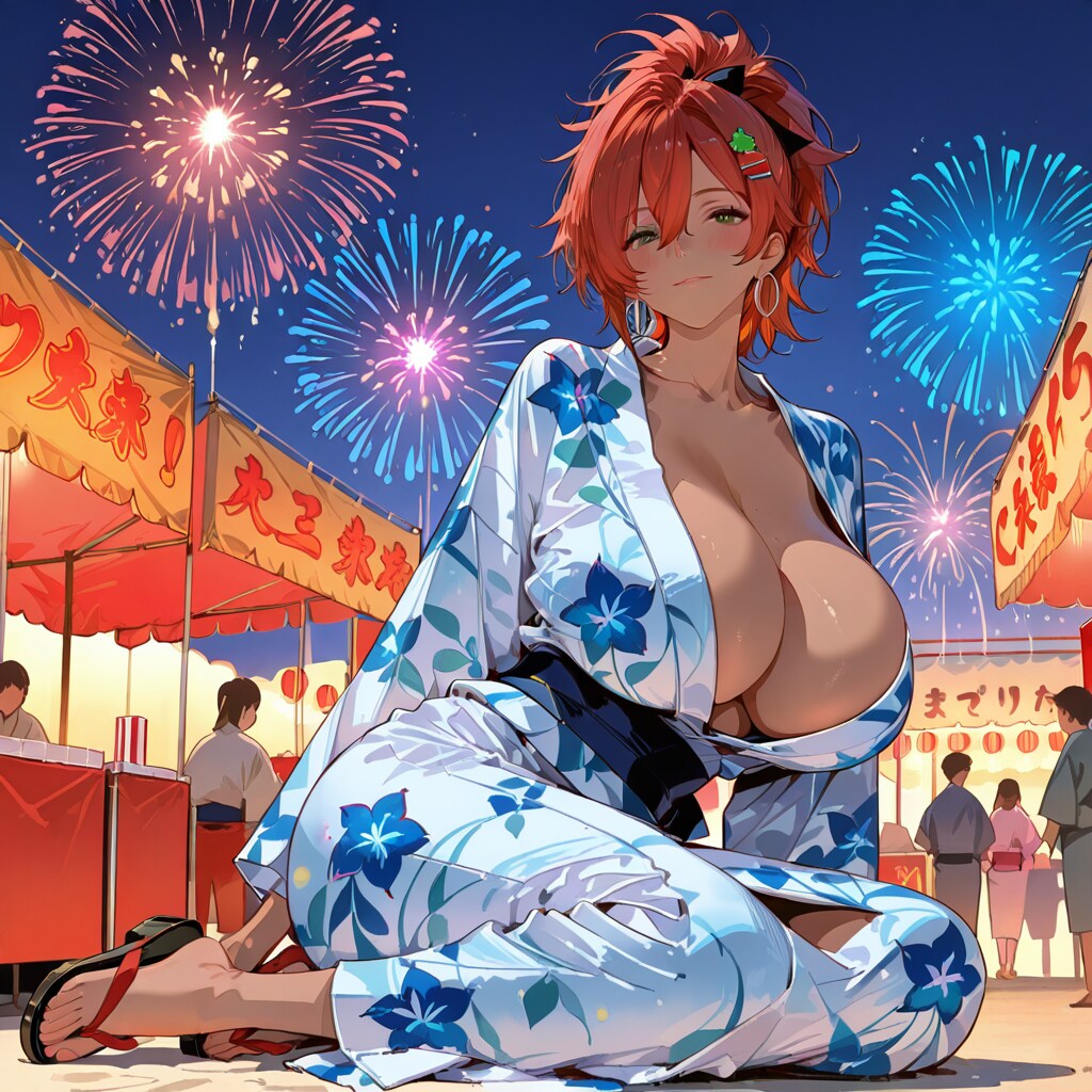 水部千沙奈、初めての本土の七夕祭りの縁日を彼氏の満智野行哉と満喫中♪