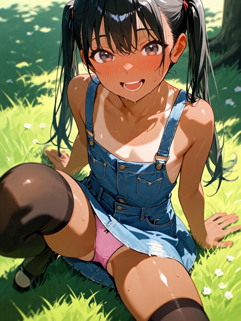 デニムオーバーオール子