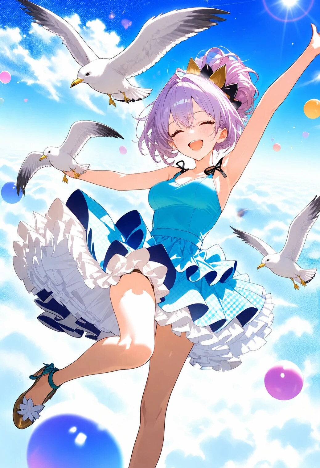 わーい、カモメさんが飛んでるよ！ | の人気AIイラスト・グラビア