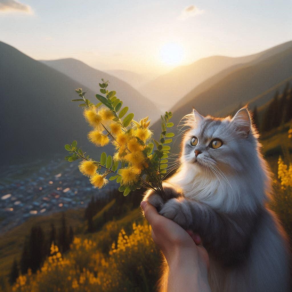 山吹と猫