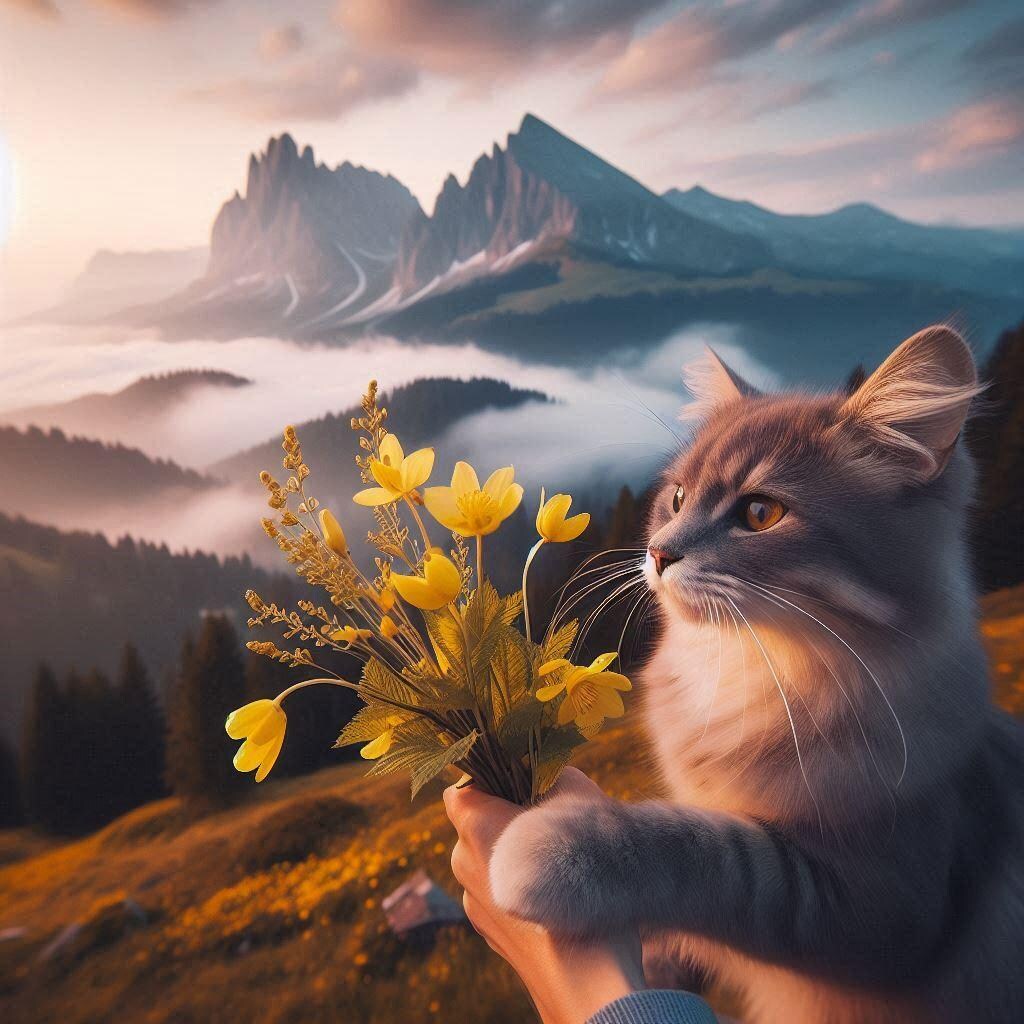 山吹と猫