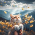 山吹と猫 3枚目