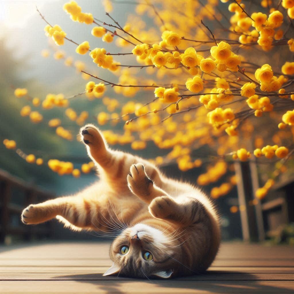 山吹と猫