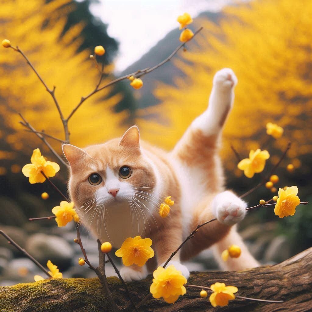 山吹と猫