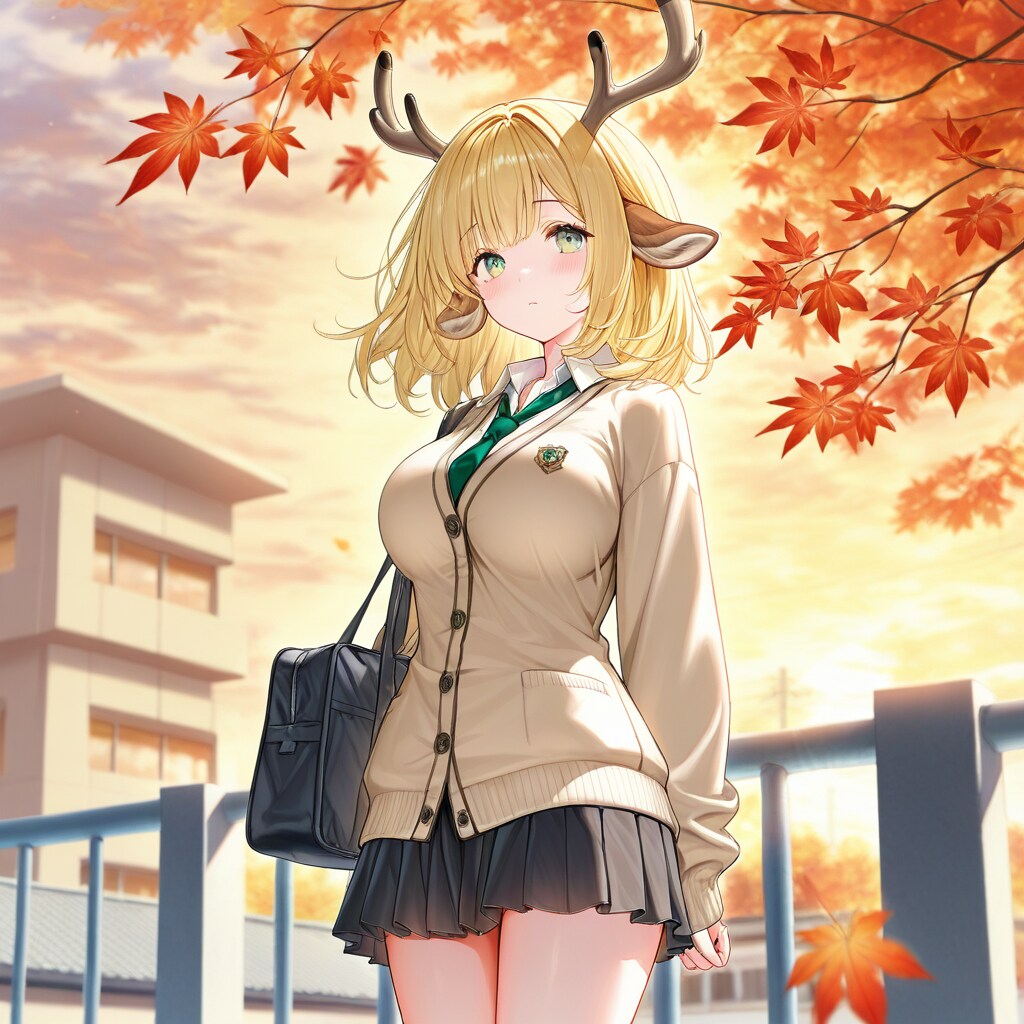 秋空に佇む鹿耳