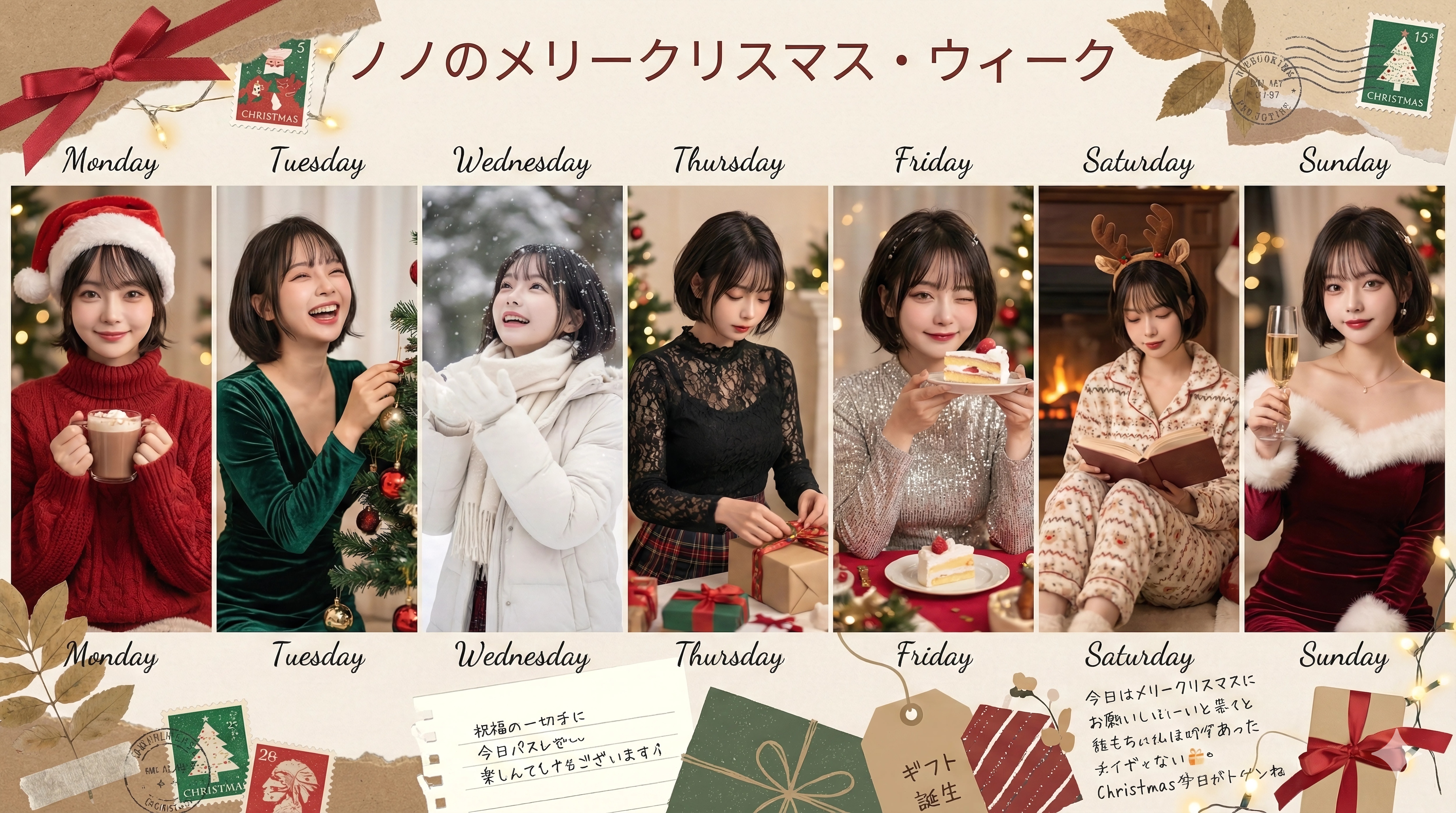 Seven Days of Christmas Elegance | の人気AIイラスト・グラビア