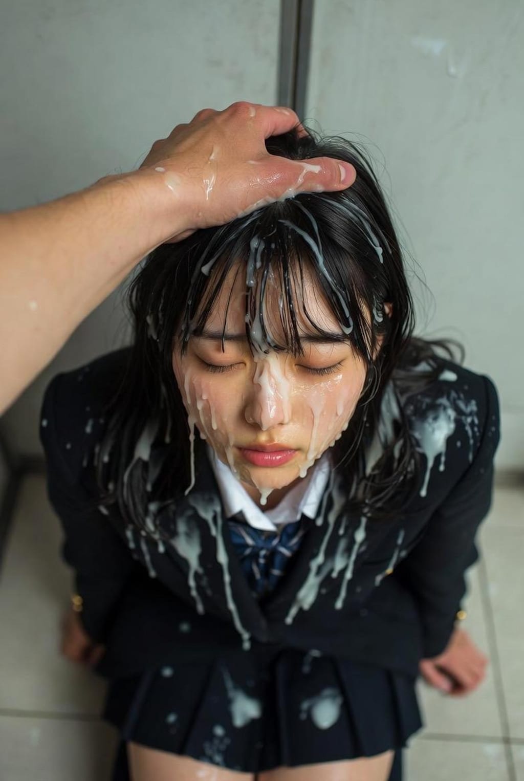 かけてほしそうだから、顔にぶっかけた