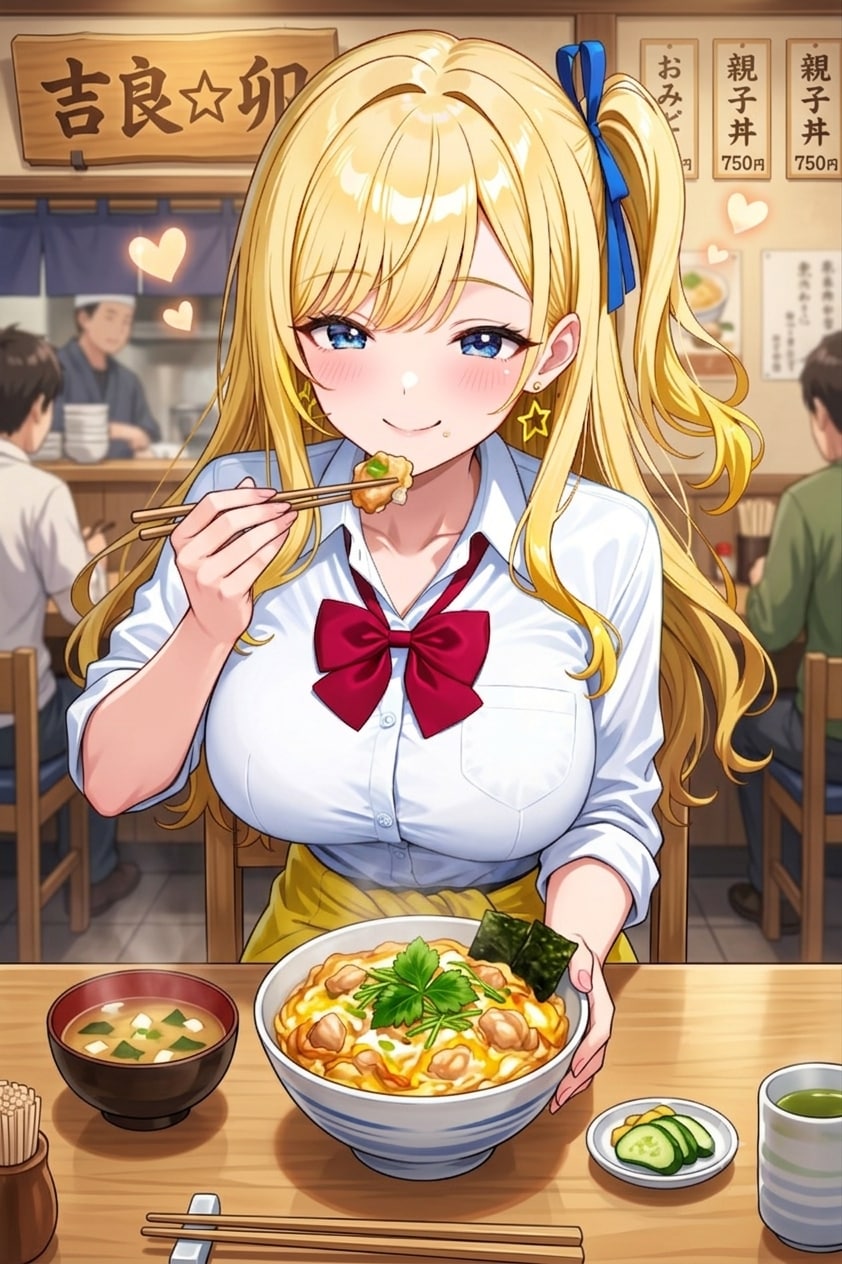 吉良☆卯で親子丼食べるナミちゃん
