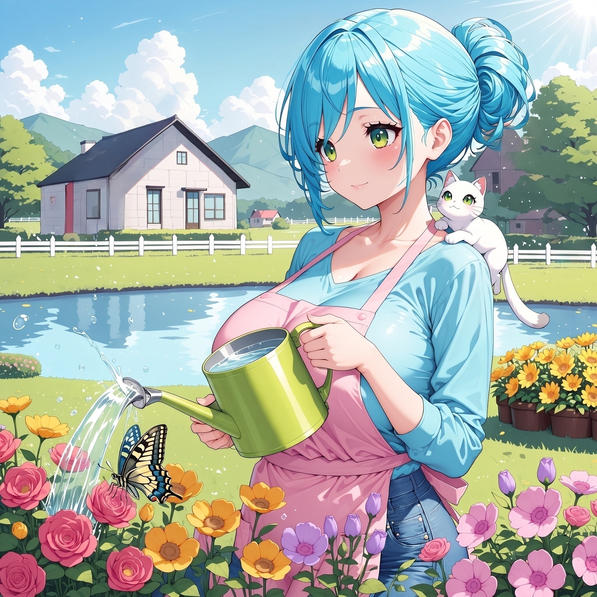 お花に水をあげましょう