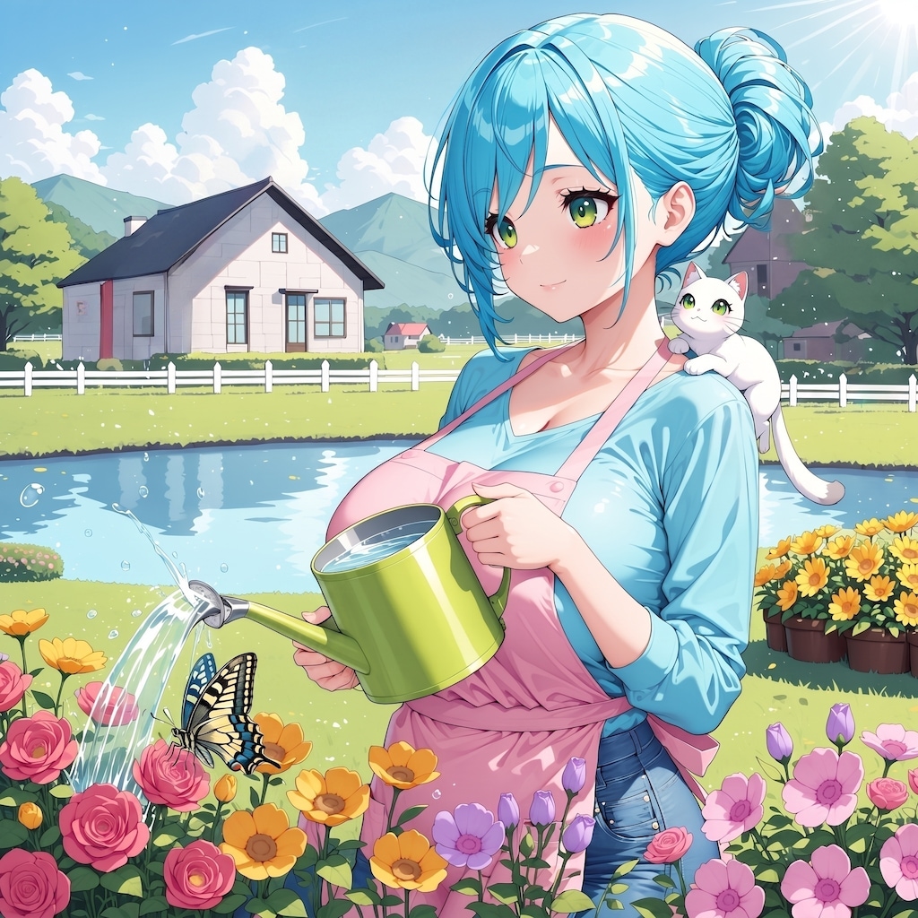 お花に水をあげましょう