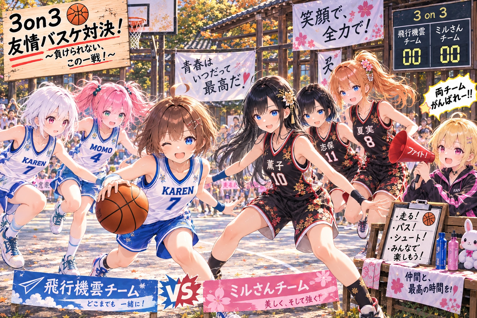 ３on3対決　～ミルさんちの3人娘～ | の人気AIイラスト・グラビア