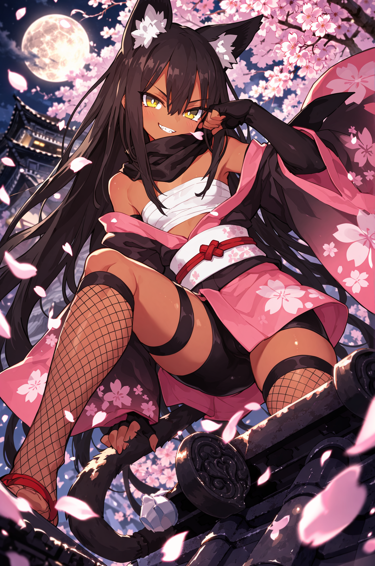 夜天桜下、黒猫忍見参‼ -Kuroki appears!-
