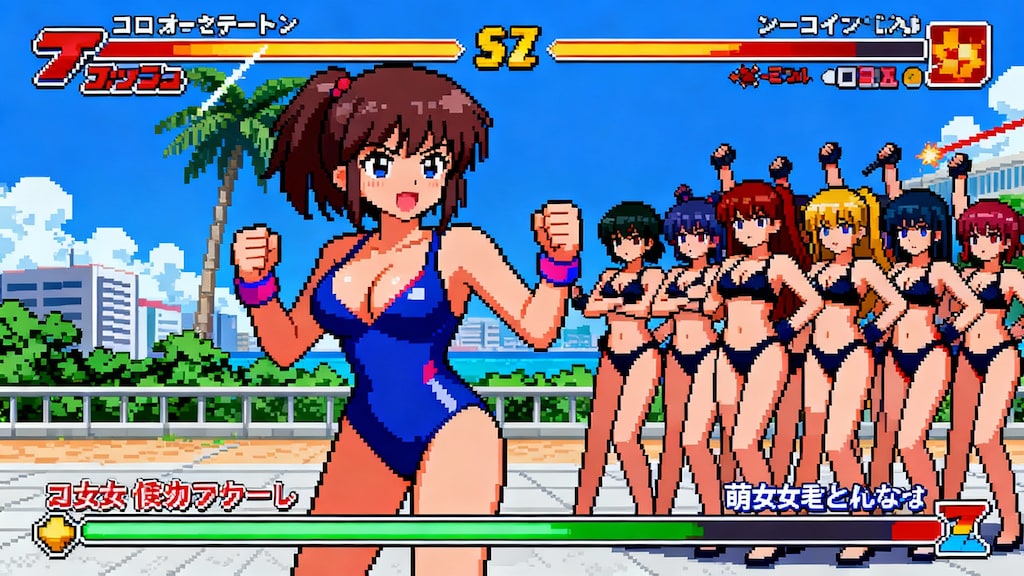 （ドット絵ゲー）悪の美少女軍団VS正義の美少女！