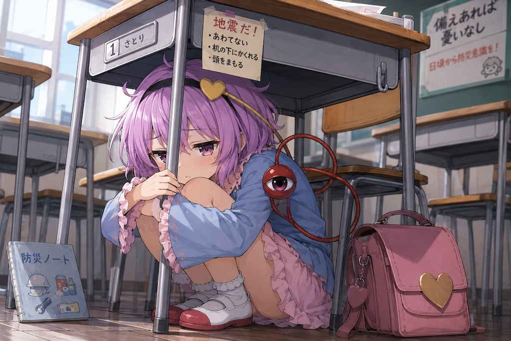 地震の備えをするさとりちゃん