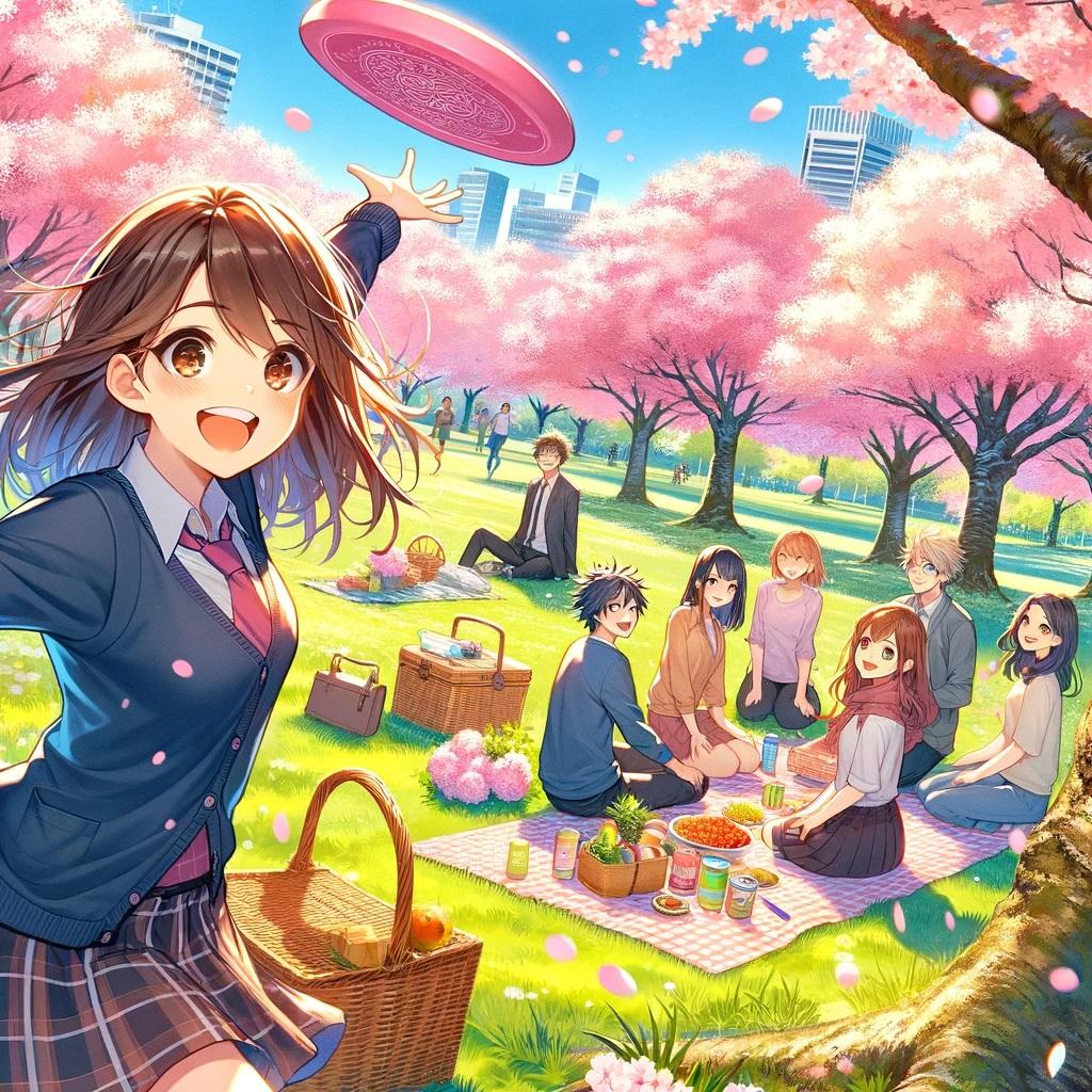 お花見でフリスビー