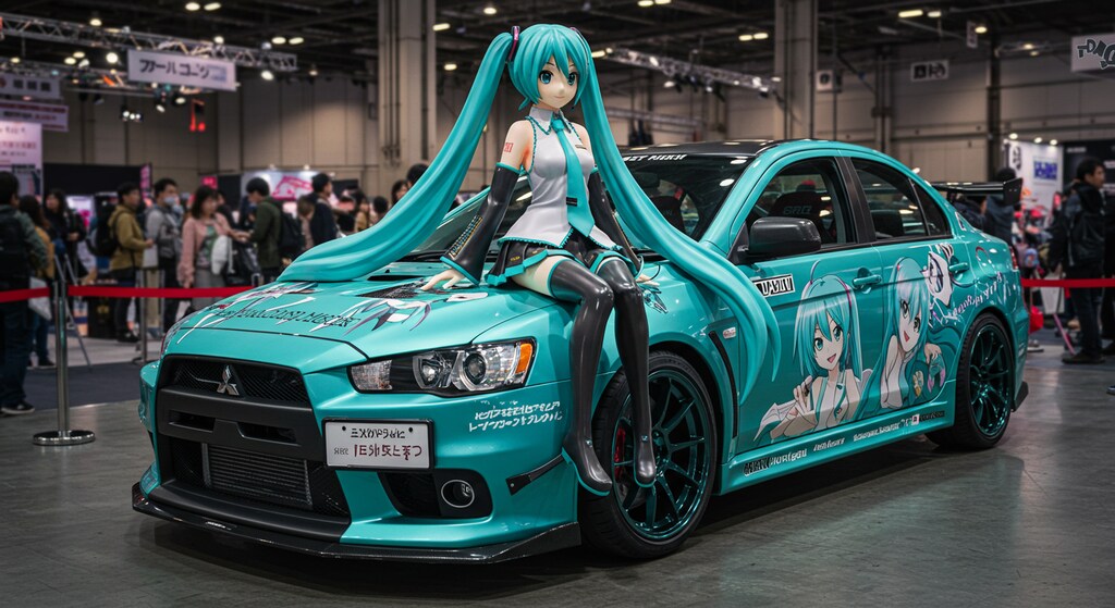 初音ミク痛車ランサーエボリューションと初音ミク