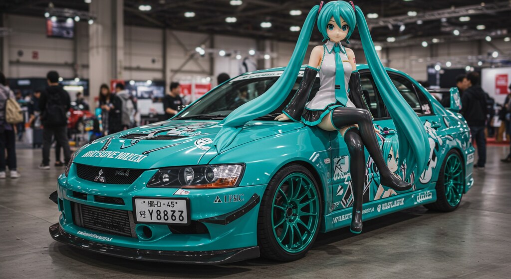 初音ミク痛車ランサーエボリューションと初音ミク