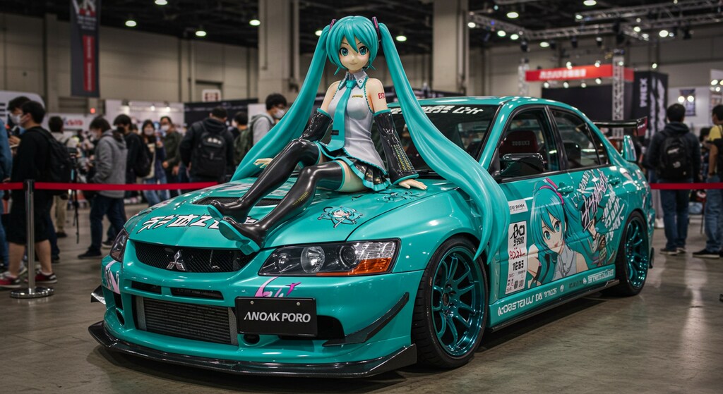 初音ミク痛車ランサーエボリューションと初音ミク