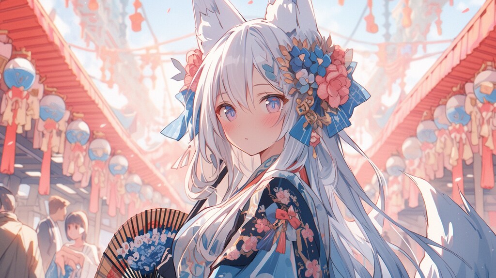 狐耳少女の夏祭り幻夜