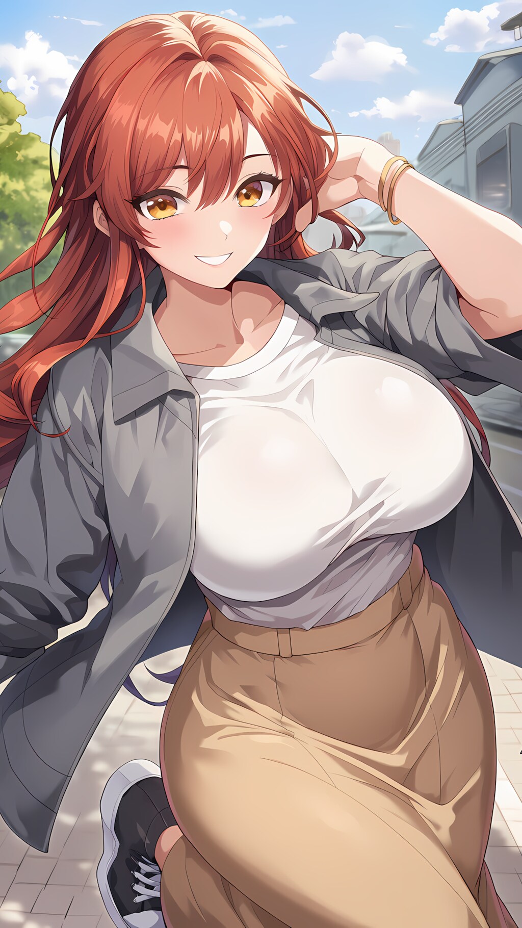 ☁️ノノカのTシャツブルゾン通勤👟 ロングスカートで曇り朝を軽やかに！